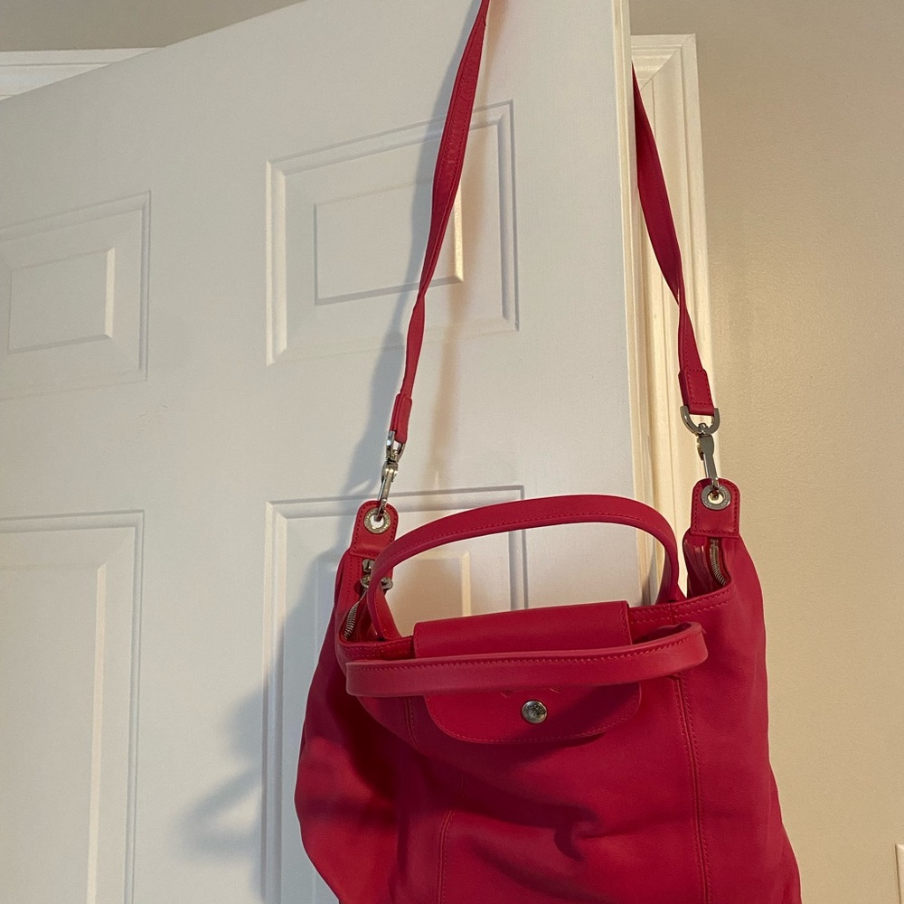Longchamp Pink La Pliage Cuir